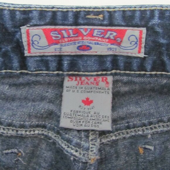 Silver Jeans Women's Size 28 (28 x 29 Measured) Bootcut Dark Wash Slit Leg - Picture 10 of 11